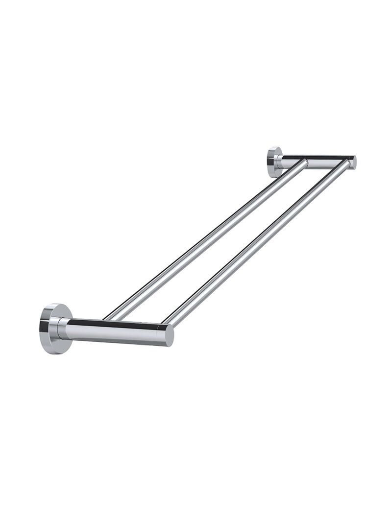 Round Double Towel Rail 600mm - Polished